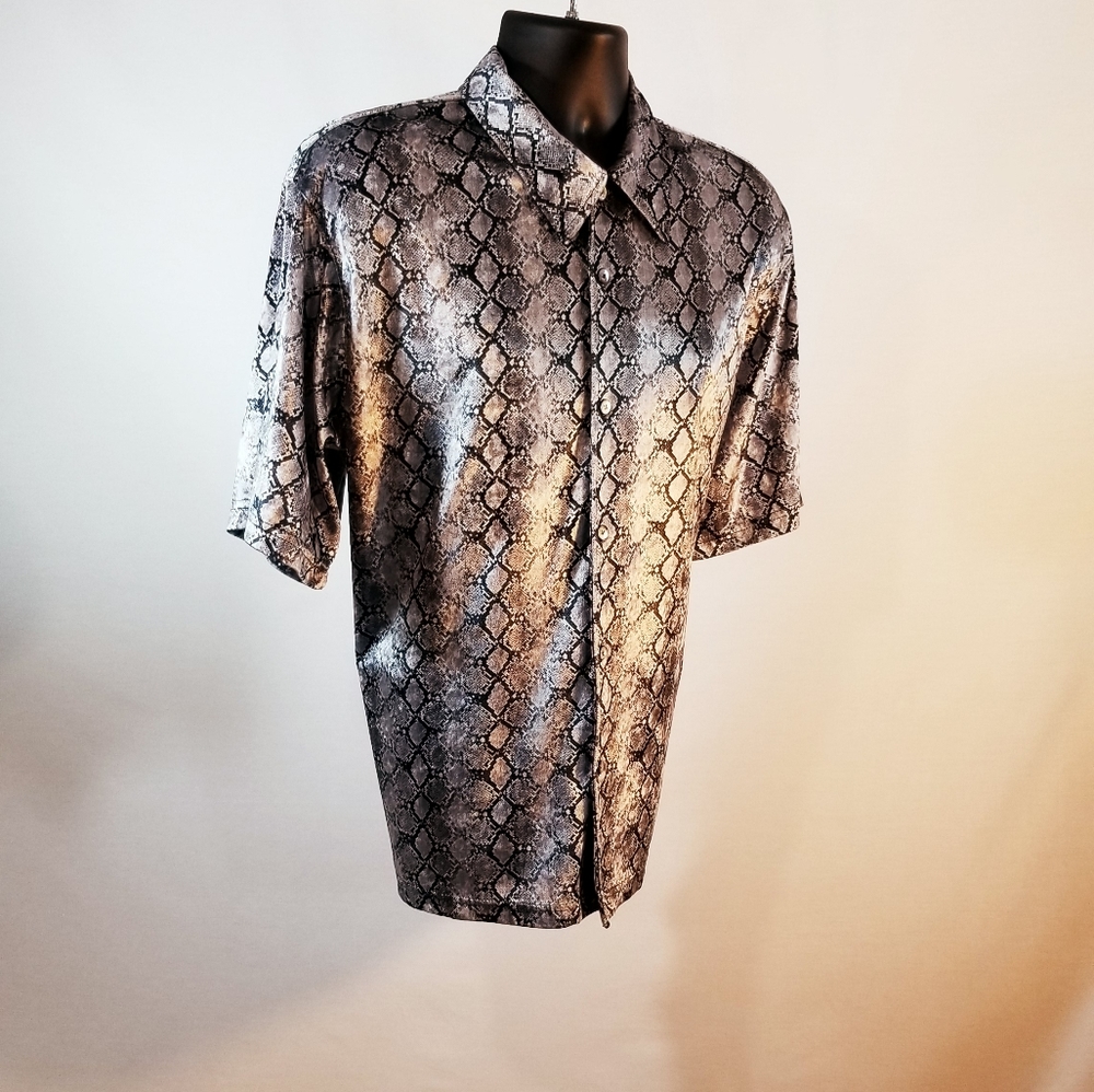 New Tribe Reptile Snakeskin Short Sleeve Button up